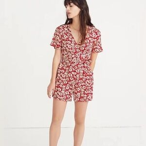 Madewell Wrapfront Romper in Mini Daisy